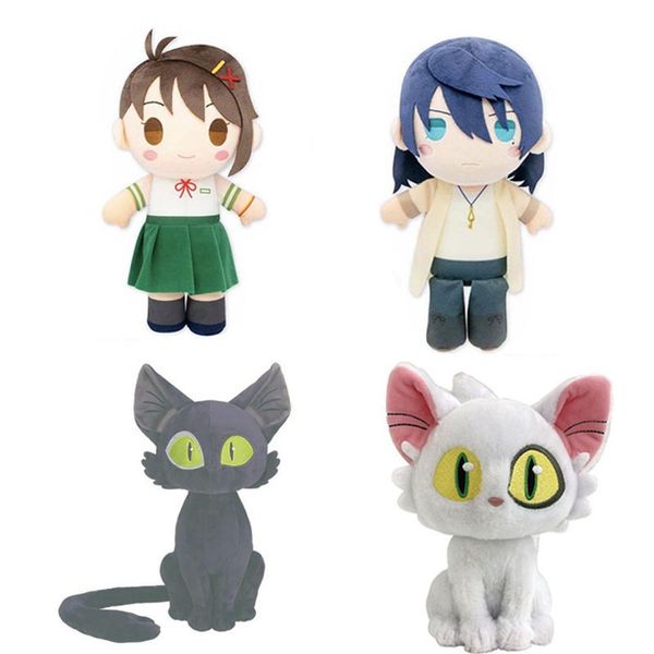 28cm Peluche 25cm Cute White And Black Cat Doll Anime Suzume no Tojimari Peluche Decorazione bambola