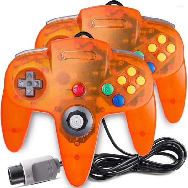 Controladores de jogo 2 pacote clássico n64 controlador retrô gamepad joystick para console video system-plug play