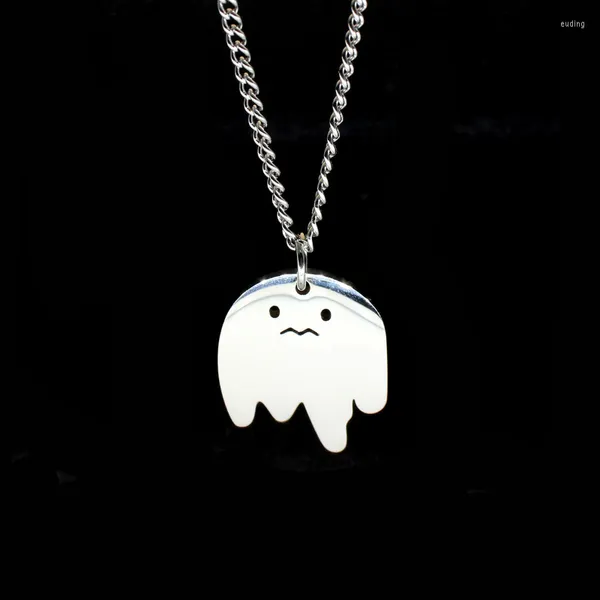 Ketten Kleine Geist Halskette Frauen Anime Punk Geister Halsketten Frau Mode Kawaii Paare Kette Hip Hop Silber Farbe Cosplay Collier