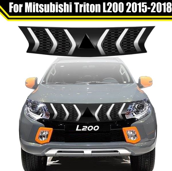 Griglia del paraurti anteriore di ricambio modificata per auto fuoristrada per Mitsubishi Triton L200 2015-2018 con luci a LED dinamiche Griglie da corsa