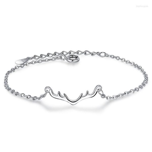Armreif Marke Einfache Mode Elch Geweih Armband Für Frauen Mädchen Chritmas Geschenk Silber Farbe Schmuck Pulseira