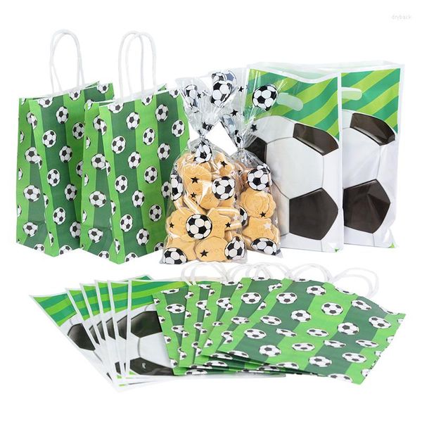 Embrulho de presente 6/10/20/25/50pcs Party Favors Favors Bag Football Candy Bags com Twist laços de embalagem decoração de aniversário infantil