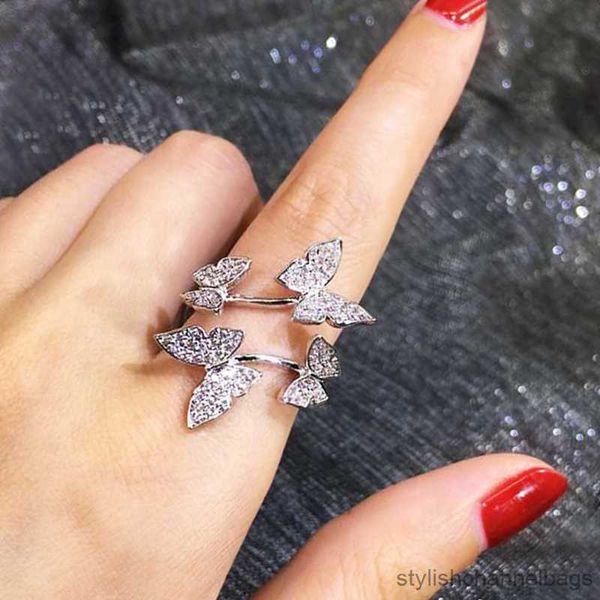 Bandringe Tier Offene Ringe Fliegender Schmetterling Geburtstag Romantisches Geschenk für Freundin Gold/Roségold/Silber Farbe verfügbarer Ring