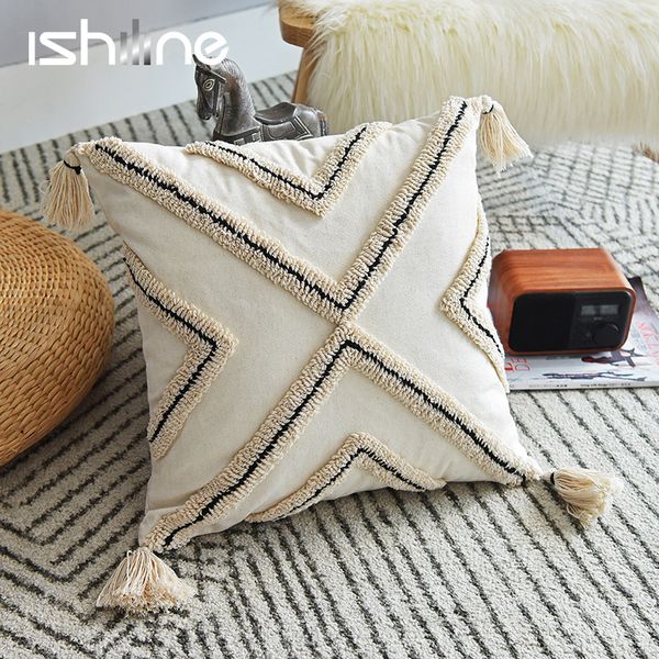 Capa de travesseiro Bohemian Cushion Cover Tampa geométrica de travesseiro com borlas de travesseiro moderno para o sofá Decor Broachcase 230515