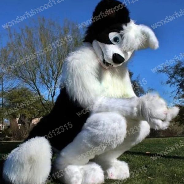 Performance Long Furry Husky Dog Mascot Costumes Carnival Hallowen Gifts Unisex Adults Fancy Party Games Outfit Holiday Outdoor Advertising Outfit Suit