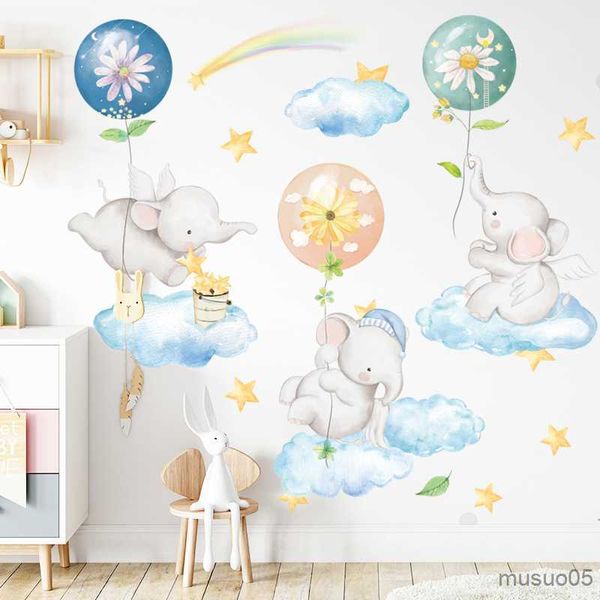 Adesivos para crianças de brinquedos de brinquedos de desenho animado elefante adesivos de parede para crianças decoração de parede da sala do quarto de infância decalques de parede ecologicamente corretos