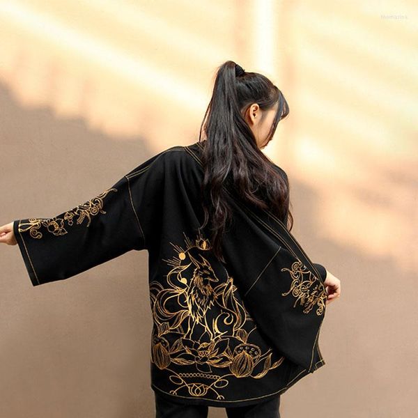 Этническая одежда японская вышитая кимоно женщина 2023 Стритальная одежда винтажная кардигана традиционные юката женские блузки черные косплей Рубашки