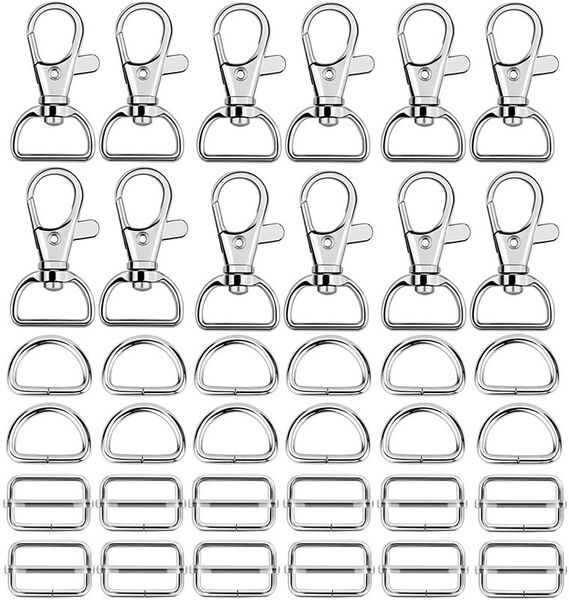 60,pcs Кошелек аппаратные крючки для ключей с D с кольцами D, установленные для сумки, изготовления шнурки для защелк
