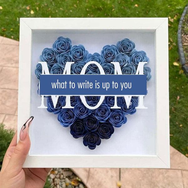 Frames Personalisierte Muttertags-Blumen-Schattenbox DIY Worte Bilderrahmen Erinnerung Rose Vitrine Geburtstagsgeschenk