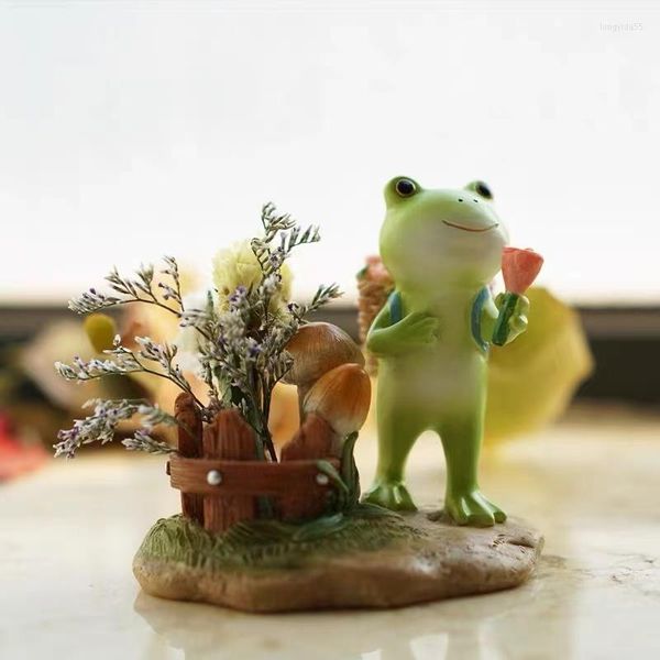 Vasi Creative Frog Pastoral Micro Landscape Mini Flower Pot Scrivania da tavolo Disposizione floreale Trinket Decor con bottiglia di vetro regalo