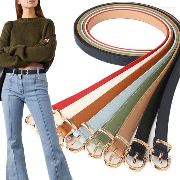 Cinture Luxury Designer Women PU Leather Simple Metal Buckle Belt Girls Brand Dress Jean Pants Coat Waistband For Lady