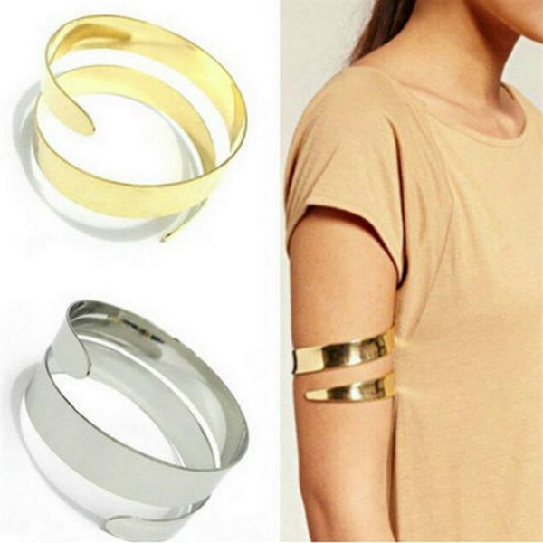 2018 sommer Neue Einstellbare Manschette Armbänder Armreifen Frauen Gold Farbe Oberarm Manschette Armbinde Armband Armband Punk Jewelry269v