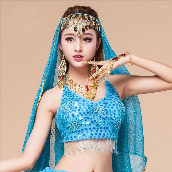 Stage Wear Endsvillyyou Reggiseno di danza del ventre Top Donna Scintillante paillettes Sexy Frangia di perline Hanging Coin Bollywood Oriental Tops