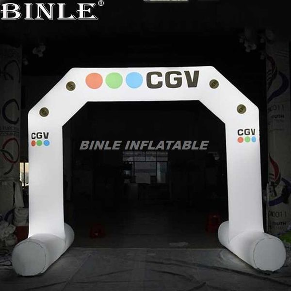 Arco gonfiabile bianco autoportante personalizzato da 5 m 7 m 9 m con illuminazione a LED con aeratore per la pubblicità