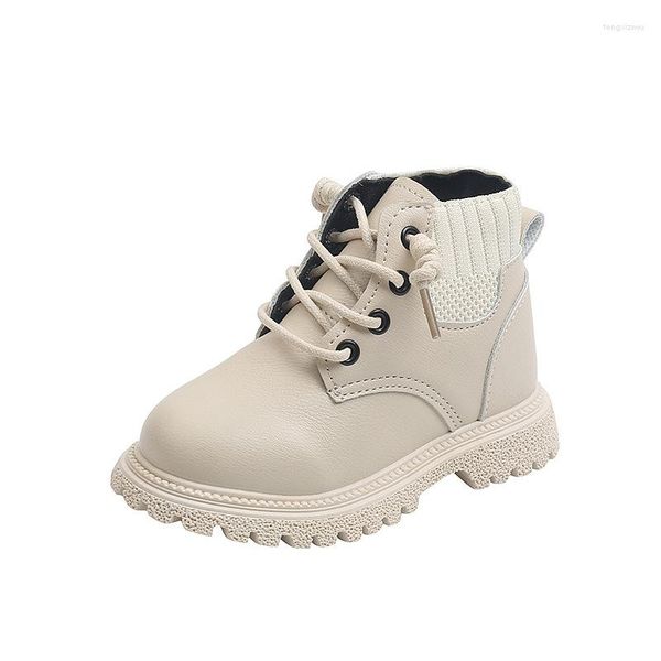 Boots Children Tide 2023 Woolen Leather Short Boys Girls Scarpe impermeabili singole britanniche