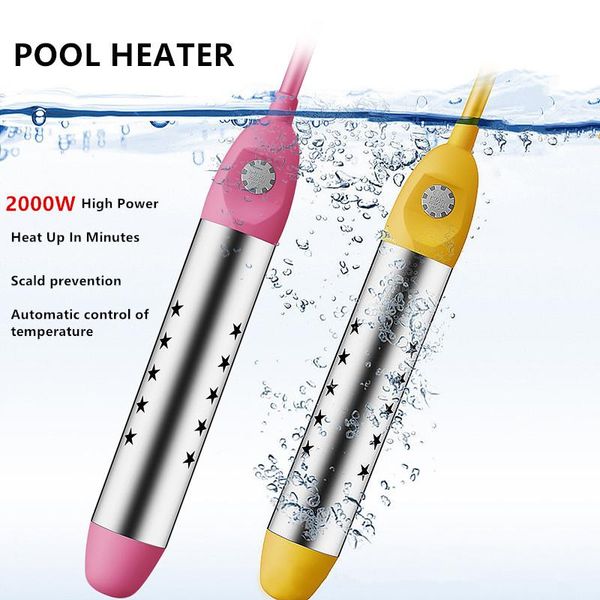 Heizungen Tragbarer Pool Warmwasserbereiter 2000W Eintauchen tubuläre elektrische Heizung Mini -Schwimmbadheizungsmaschine für Haus 220 V EU -Stecker