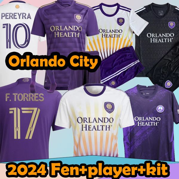 2023 2024 Orlando City Fußballtrikots 23 24 KARA PEREYRA OJEDA F.TORRES Fußball Home Away Spielerversion Kit Kinder Hemd Uniformen