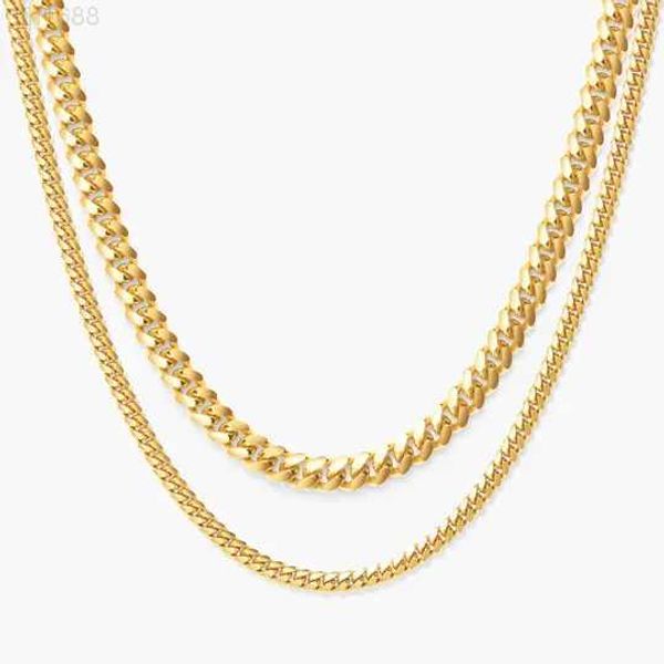 Design di gioielli hip-hop di lusso Personalizzato 2.5mm-7mm 10k 14k 18k 24k Collana a catena a maglie cubane in oro giallo massiccio Miami per uomo Donna