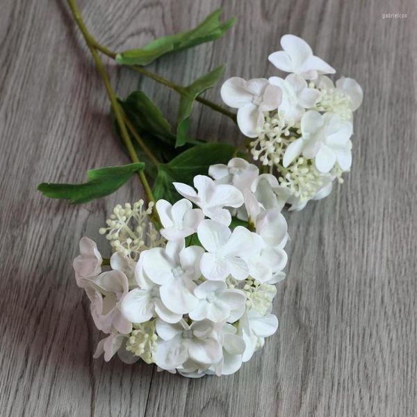 Декоративные цветы 4pc искусственная 3D -печать Hydrangea 2 головы с фруктами для дома украшения свадебная вечеринка на фоне цветочной планировки