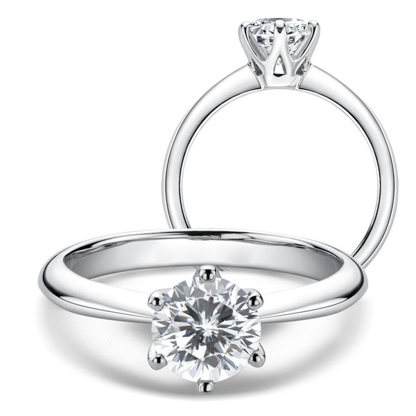 Solitaire Ring Lesf Diamond Ring 925 Anel de noivado de prata Classic Round Women's Wedding Gift Tamanho 0.51.0 230512