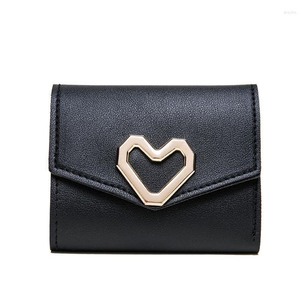 Portafogli Dolce nappa Portafoglio da donna 2023 Fashion Trendy Fibbia in metallo a forma di cuore Decorazione Borsa per carte Fermasoldi corto PU Pochette