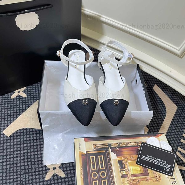 Designer canale di lusso sandalo classico scarpe piatte a punta donna pantofole con tacco alto scarpe eleganti da donna mocassini da donna estivi Zapatos bianco