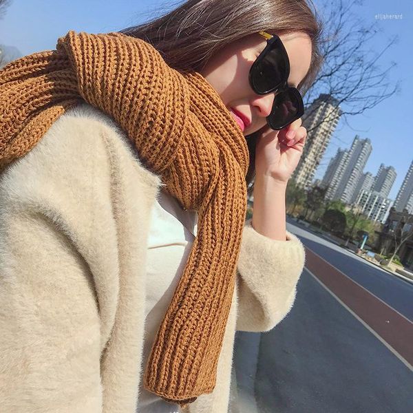 Schals Frauen Schal Koreanische Wolle Student Lange Dicke Warme Stricken Winter Weiß Schwarz