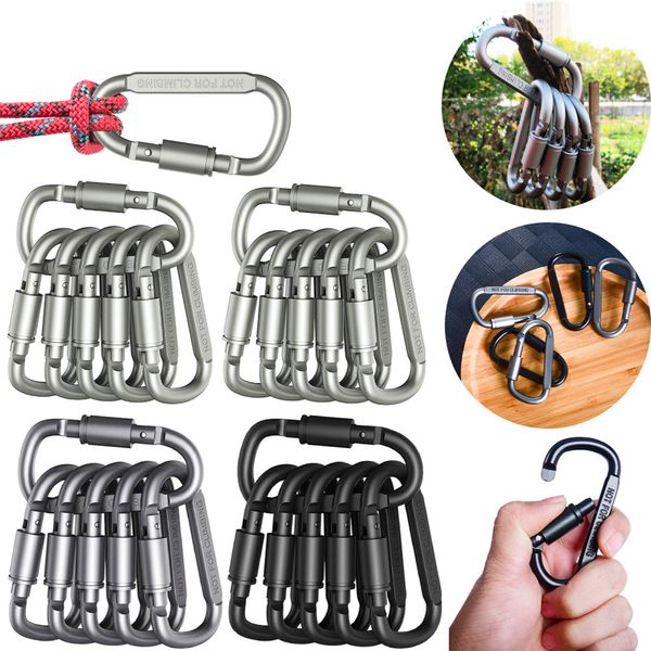 10pcs EDC Backpack Carabiner Keychain Camping Outdoor Caminhando Alumínio Alumínio D-ring Snap Clip Lock Buckle Hook Tools