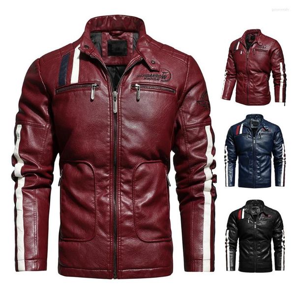 Giacche da uomo Giacca in pelle da uomo 2023 Cappotto da motociclista impermeabile invernale Plus Moto in cotone caldo resistente al vento