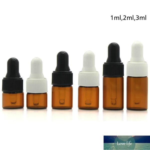 1000 Stück 1 ml 2 ml 3 ml Braunglas-Tropfflaschen für ätherische Öle, kleine Parfümfläschchen, Probenahme-Aufbewahrungsflasche, einfach