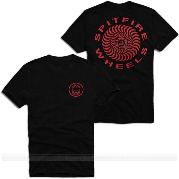 Erkekler Tişörtler Spitfire Wheels Swirl Skate T-Shirt Erkek Kısa Kollu Tee Tişört Erkek Marka Teeshirt Erkekler Yaz Pamuklu Tişört 230515