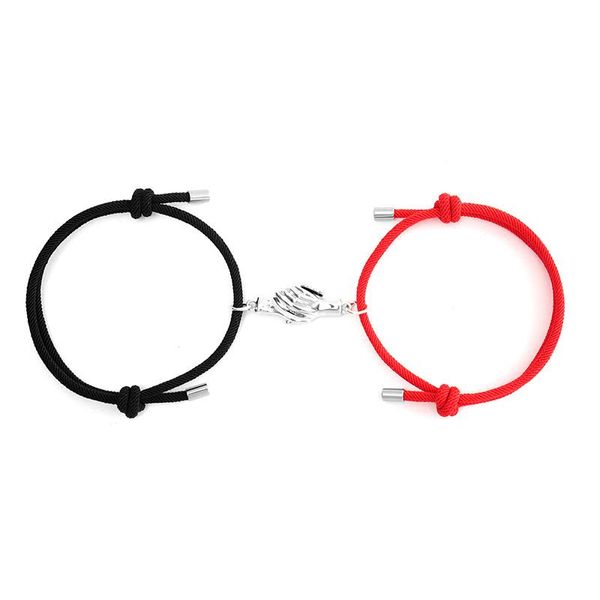 Bracelets de charme 2Sets Handshake Atrair amantes de Natal Jóias magnéticas de mãos dadas para sempre amor para casais