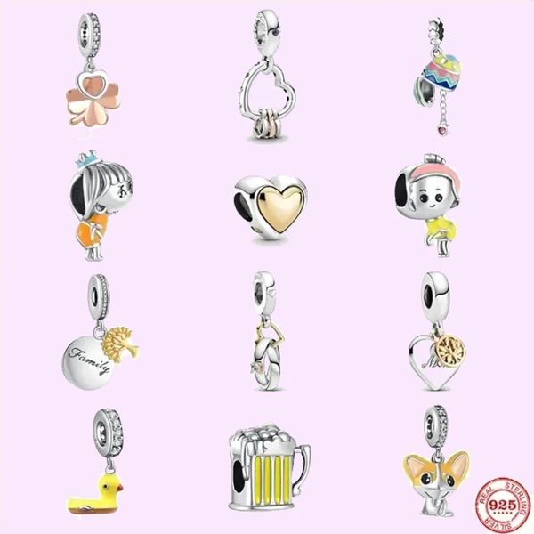 925 Charm-Perlen-Zubehör passt zu Pandora-Charms-Schmuck, Family Easter Egg und Motorcycles Bead