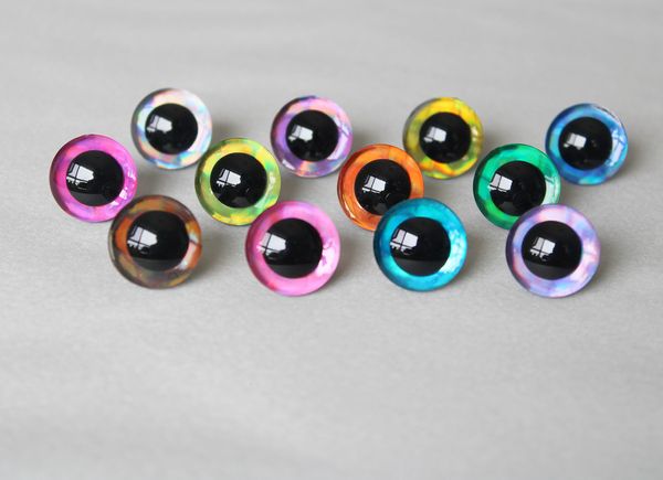 Acessórios para bonecas 20pcs 12kinds Cores 9mm14mm 16mm 18 mm 20mm 25mm 30mm 35mm Trapezoid Toy Eyes 3d Segurança colorida Doll Olhos para DIY Craftd12 230512