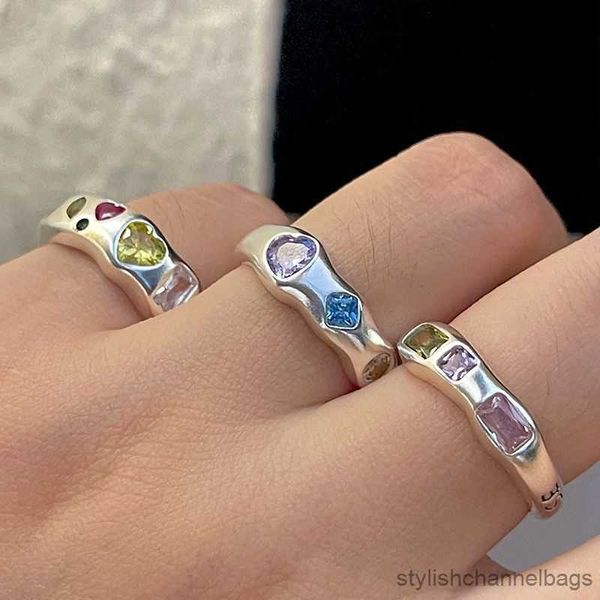 Ringas de banda Anéis de cristal de cor prata para mulheres Presente de menina Amethyst Citrina Zircão Jóias de Jóias de Jóias