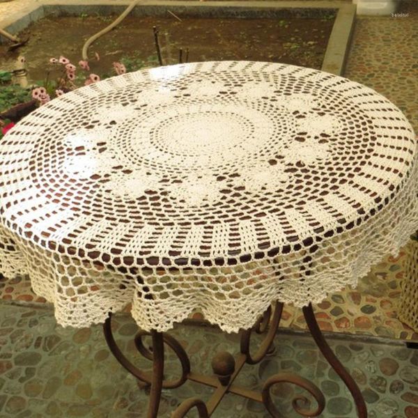 Tovaglia fatta a mano sottobicchieri all'uncinetto vintage in pizzo di cotone tovaglietta tovaglietta 70/80/90/100/110 cm RD shabby chic fai da te all'uncinetto