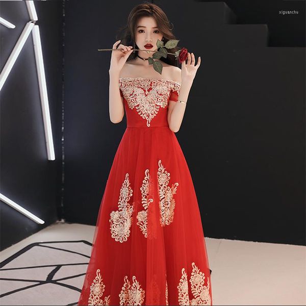 Ethnische Kleidung Hight Qualität Sexy Sommer Frauen Robe Kleid Teil Kleid Elegante Hochzeit Qipao Vestidos Brautjungfer Cheongsam Spitze Toast Kleidung