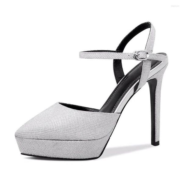 Sandalen Plattform Zurück Leer 12cm High Heels Frauen Sommer Schuhe Spitze Dünne Ferse Sexy Punkt Toe Slingbacks