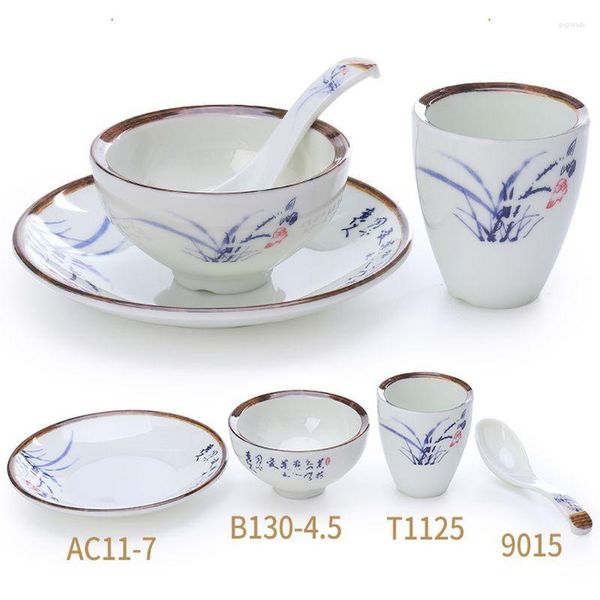 Dinnerware Sets Plate Bowl Set Orchid Print Jingdezhen A5 Melamina Platos e pratos Talheres Dinner de porcelana