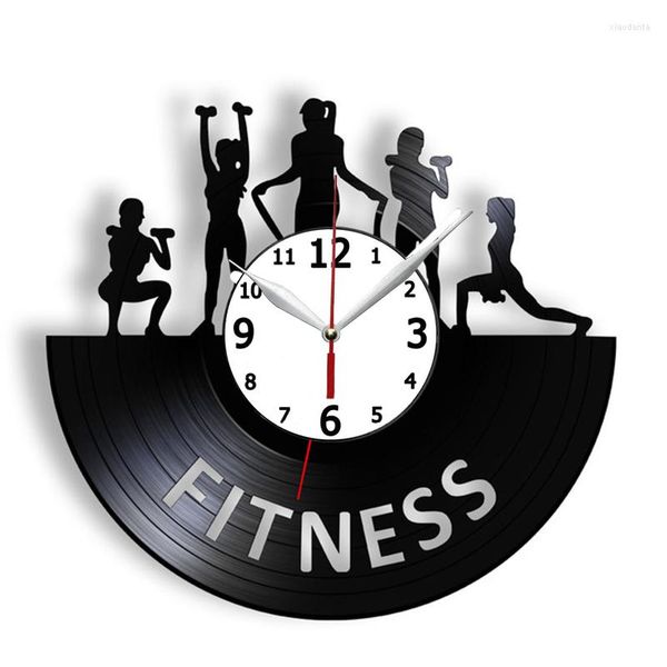 Relógios de parede Fitness Center Gym Relógio Relógio Feminino Logo Decoração de Arte Retro para o Bodybuilding Studio de Bodybuilding de Sports