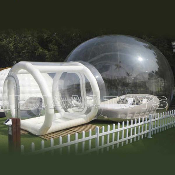 10/13FT Heißer Verkauf Weiß Hüpfburg Transparentes Aufblasbares Campingzelt Aufblasbares Blasenkuppelhaus mit Gebläse für Ballonveranstaltungen