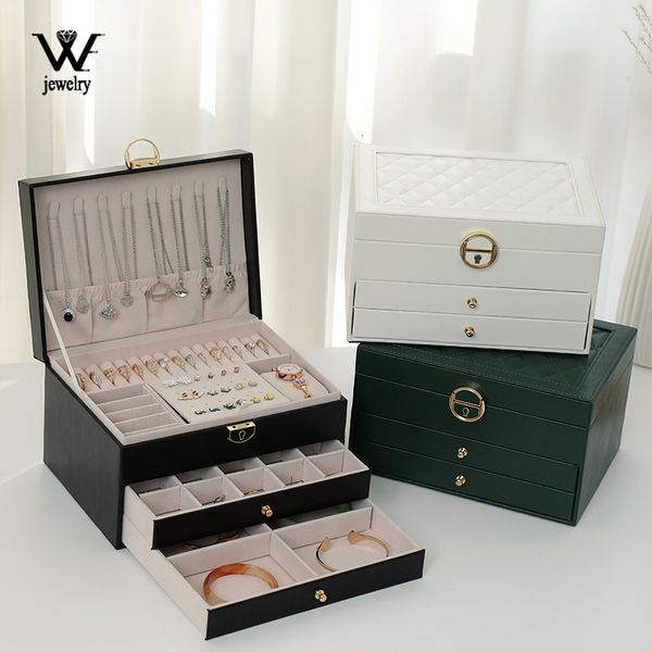 Caixas de jóias We Jewelry Box com travesseiro de relógio 3 camada de grande capacidade Jóias de jóias Organizador de joalheria Gretos de armazenamento de jóias 230512