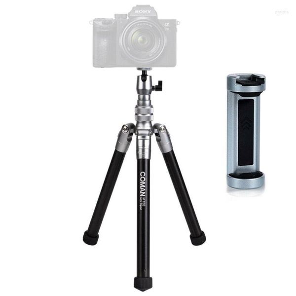 Tripods Coman Taşınabilir Masaüstü Kamera DSLR Selfie Vlogging Canlı Yayın için Telefon Klibi ile Tripod Stand