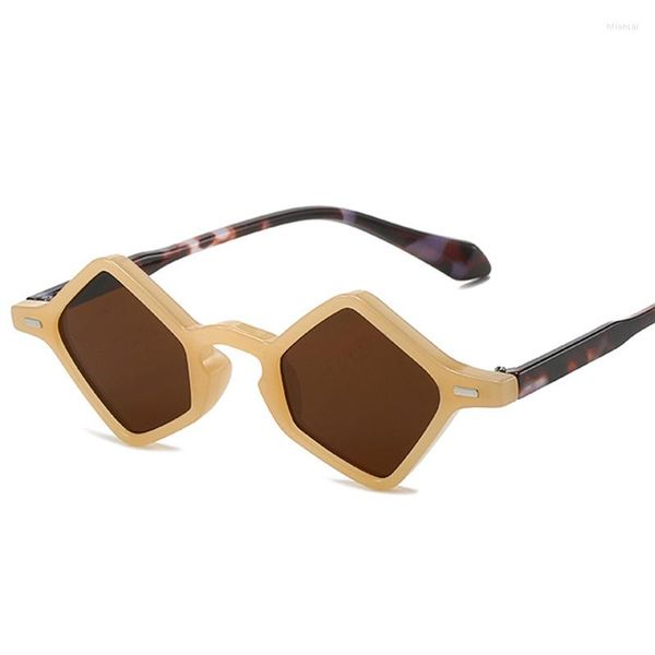 Sonnenbrille Punk Hip Hop Raute Für Männer Frauen 2023 Kleine Rahmen Sonnenbrille Mode Vintage Trend Polygon Quadrat Niet Shades