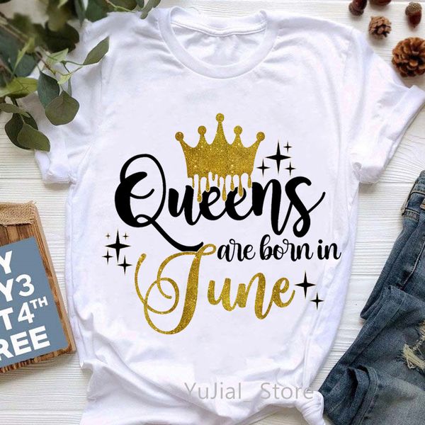 Damen-T-Shirt „Golden Crown Queen Are Born In January To December“ Grafikdruck-T-Shirt Damenbekleidung T-Shirt Femme Geburtstagsgeschenk Tops 230515