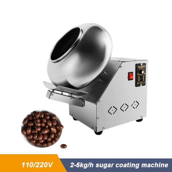 Máquina de revestimento de açúcar de amendoim elétrica 110/220V Aço inoxidável Cobertura de chocolate para arredondamento de pílulas Máquina de polimento de revestimento de filme