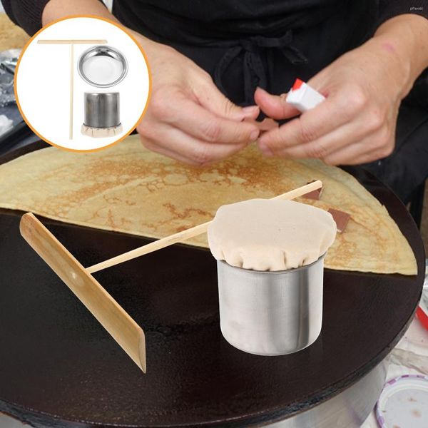 Utensili da forno Spazzola per olio per crepe Spatola per barbecue Accessori per griglia per barbecue Vassoio in acciaio inossidabile Diffusore di legno