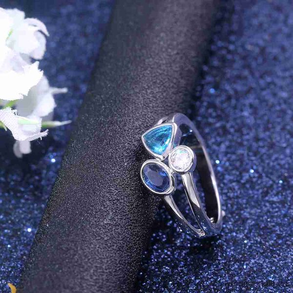 Ringas de banda Lucky triplas diferentes cor de pedra anéis jóias femininas com um presente de aniversário micro pavimentado para girmose
