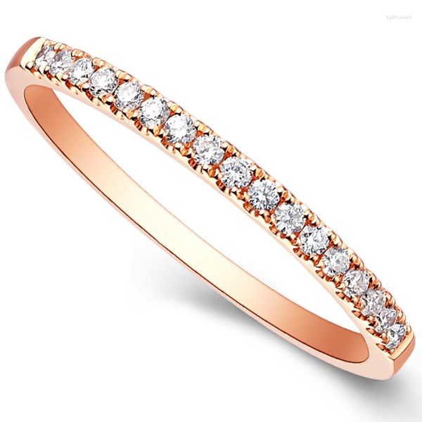 Ringos de cluster 18K AU750 Rose Rose Gold Ring Women Wedding Anniversary Party Round Moissanite Diamond Diamond Elegante Trendy