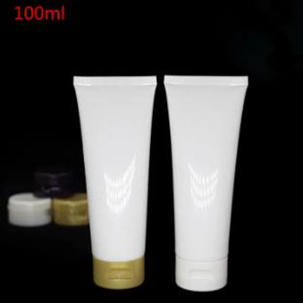 50pcs 100ml de plástico branco Tubo macio embalagem cosmética de 100 ml de lotion cleom gar no garrafa cleã cuidados de creme recipientes para recipientes de tubo por atacado